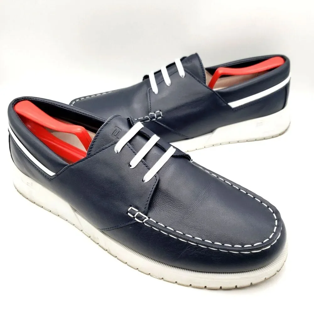 Porsche Design Boatshoe 2.0 Calf Loafer Men's 11.5 Leather Boat Shoes Navy Blue